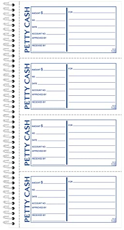 Adams Spiral Petty Cash Book, 2-Part, Carbonless, 4 Messages per Page, 200 Sets per Book (SC1156)
