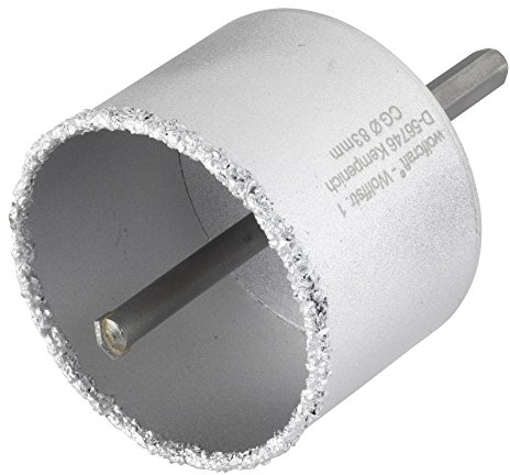 wolfcraft Corona de perforación recubierta de carburo de tungsteno, con adaptador I 3898000 I Para instalaciones sanitarias y eléctricas en paredes de ladrillo y piedra; profundidad de corte: 55 mm
