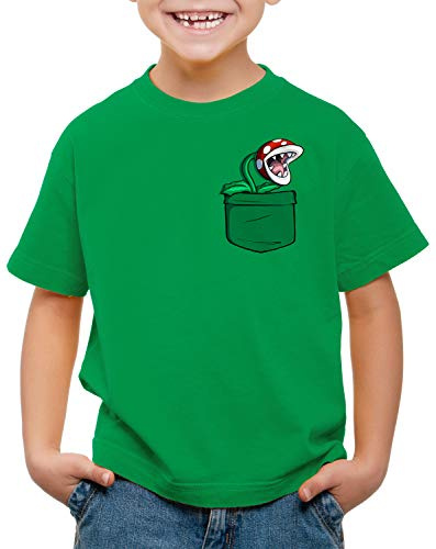 style3 Piranha växt bröstficka t-shirt för barn Mario SNES