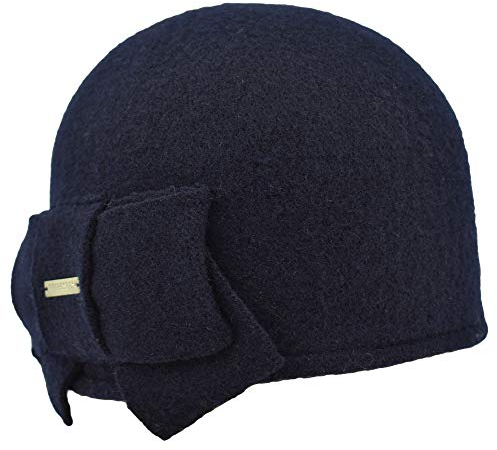 Seeberger Wollmütze mit Deko-Schleife Marineblau