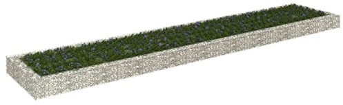 Tidyard Lit Surélevé à Gabion Acier Galvanisé, Idéal pour la Création Une Bordure Sécurisée pour Un Parterre de Fleurs/Plantes dans Le Jardin/sur Terrasse, 500x100x20 cm
