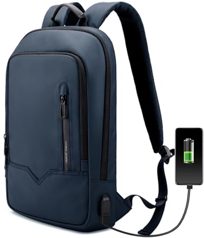 HEROIC KNIGHT Laptop Rucksack Herren Leichte Laptoptasche mit USB-Anschluss Wasserdichter handgepäck Business Rucksack mit 15,6 Zoll für Schule Arbeit Wandern Uni Reisen-Blau