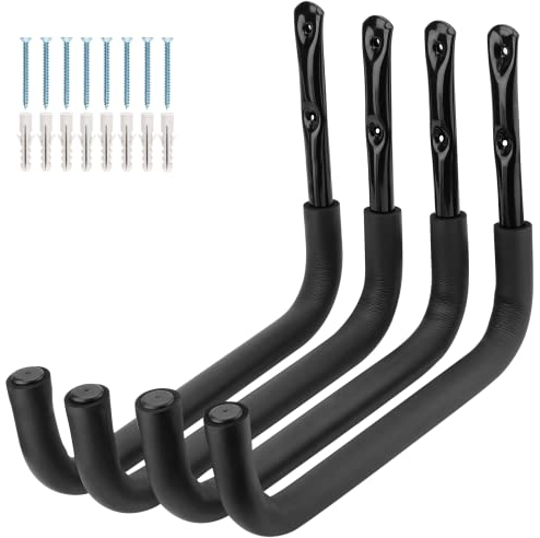 PiPaFox Gancio portaoggetti per garage, 39 cm, in acciaio resistente, per kayak, confezione da 4 ganci da parete per scale, canoe, tavole da surf, paddle board