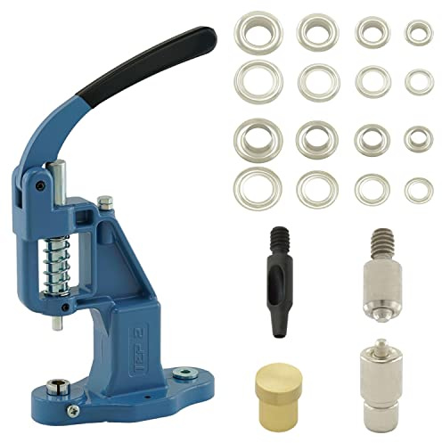 Getmore Crafts Öljettpress-set med spakpress, öljettverktyg och 50 stycken öljetter 4 mm, silver, rostfritt stål | handpress | metallöljetter | DIY | för tyg, skor, presenning, kläder ...