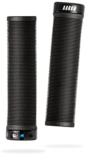 AARON MTB & BMX Fahrradgriffe, sportliche Lenkergriffe aus rutschfestem Gummi, Schwarze Lock-On Gel Griffe mit Lenkerendkappen für Mountainbike, Trekkingrad, E-Bike, Crossbike, Fixie u.v.m.