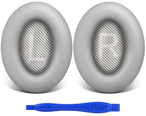 Link Dream Replacement Earpads Ear Cushions for Bose QuietComfort 35 (QC35 II) Soft Leather Headphones Replacement Ear Pads for Bose QC35 QC25 QC15/ Ae2 Ae2i Ae2w/ Sound Link/Sound True (Light Grey)