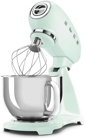 SMEG SMF03 Stand Mixer – 5 Qt Tilt-Head Mixer with Stainless Steel Bowl, 10 Speeds, Retro 50s Vintage Style – Pastel Green