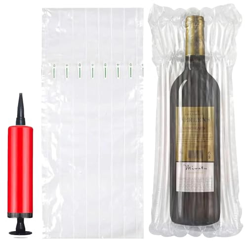 Imballaggio della bottiglia di vino, 12 pezzi di protezione della bottiglia di vino Anti-Shock gonfiabile colonna d'aria bolla riutilizzabile, bottiglia di vino protezione colonna d'aria gonfiabile