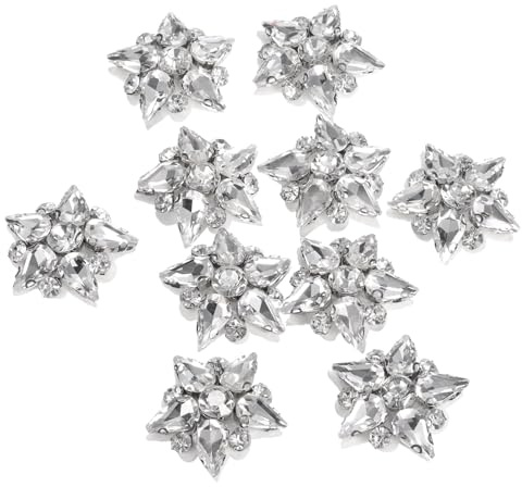 QUARKZMAN Patches a Stella Realizzato a Mano con Perline, 10pz Applicazioni Strass di Cristallo Vetro Applicazioni Toppe a Forma Stella per Abbigliamento Accessori Cucito Fai Da Te, Bianco