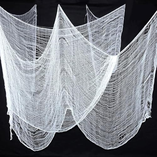 Confezione da 3 panni raccapriccianti da 200 x 76 cm, con 30 mini ragni, panno di garza spaventoso per Halloween, porte, Halloween, esterni, cortile, casa, decorazione da parete (confezione da 3