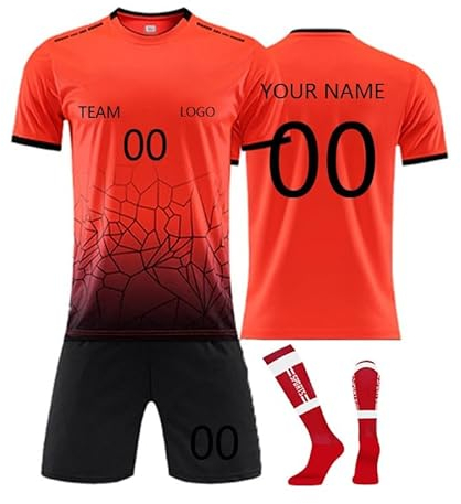 Fußballtrikot mit eigenem Namen Logo Nummer,Personalisierte Fußballtrikot Erwachsene Kinder, benutzerdefinierte Fussball Trikot Shorts Socken Jungen Herren