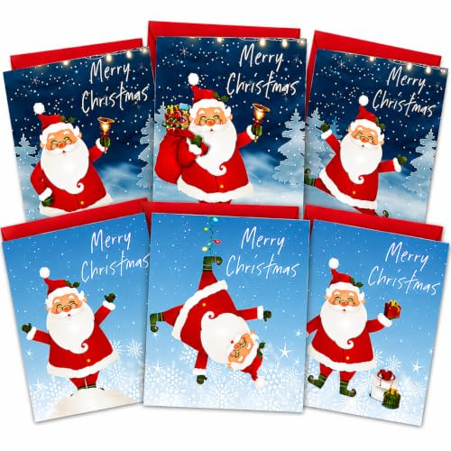 Christmas Cards 2026 Multipack | 30 Pack Xmas Cards Multi pack | 6 Father Christmas Santa Clause Designs Fun Festive Seasons Greetings For Kids School Friends and Family