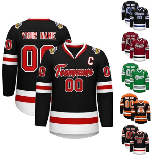 XYYYHTL Kinders Eishockey Trikot Personalisierbar Bedruckt LangäRmelig Hockey Trikot Bekleidung für Ice Hockey Fans Herren Damen Jugendliche