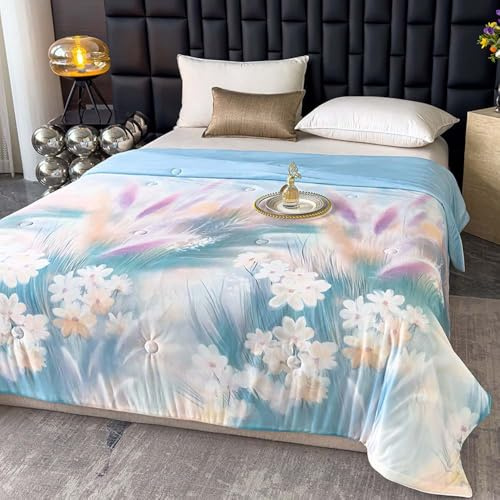 Summer Cooling Duvet, Cooling Blanket, Microfibre Duvet, Air Conditioning Quilts for Hot Sleepers and Night Sweats, Breathable Soft (D,150 * 200cm)