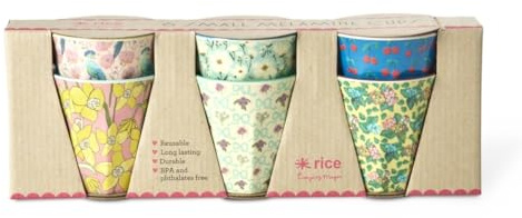 Rice Lot de 6 gobelets en mélamine - 6 petits gobelets colorés en mélamine robuste (160 ml, 7,5 cm de haut) - Idéal comme gobelets pour les enfants, bols à collation ou gobelets pour les déplacements