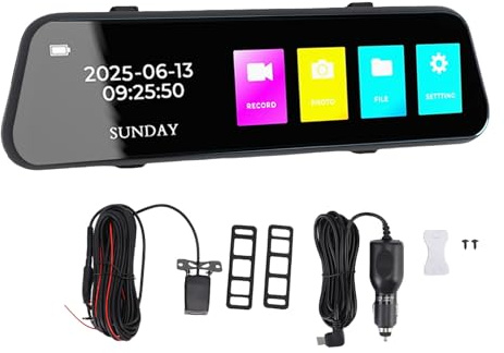 Annadue 4K BACKE SVIELLE Mirror Camera DASHCAM, 10 '' 4K Mirror Dash Cam Backup Camera med Pekskärm, Slinginspelning, för Bilar och Lastbilar