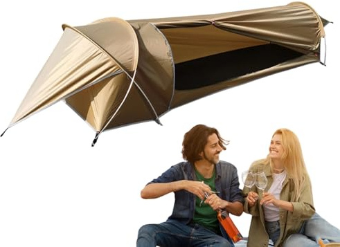 Tienda de campaña ligera para 1 persona, refugio impermeable y resistente al viento con postes de aluminio, protección contra la lluvia PU3000, equipo de camping portátil para viajes al aire libre y