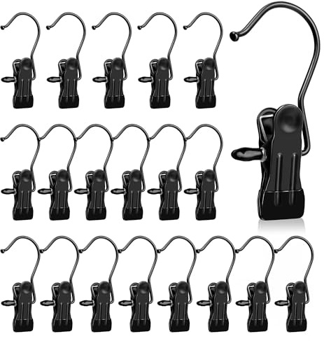 20 Piezas Gancho De Ropa Portátil,Perchas de Pinza,portátiles para Ropa, Pinzas de Ropa,Pinzas Ropa Fuertes para Pantalones,Toallas,Calcetines,Faldas,Pantalones Cortos,Jeans