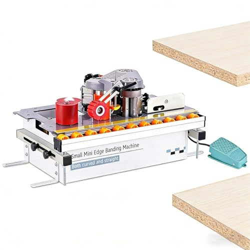 SIEEOUR Bärbar Träbearbetnings Kantmaskin, 1200w Kurva Rak Kantbandså, Bandsåmaskin Dubbelsidig Limning, Med Hastighetskontroll 0-6m/Min, Justerbar Hastighet, För Trä, Integrerad Skiva
