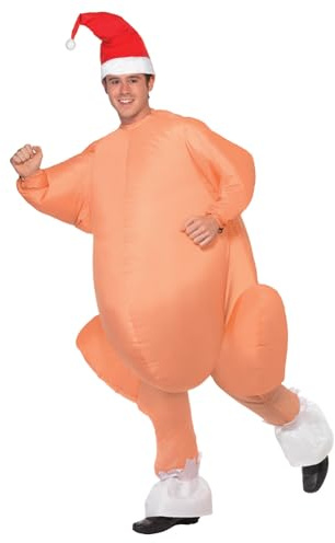 Smiffys Costume rôti de dinde gonflable, Peau, avec combinaison, bonnet et ventilateur automatique Halloween