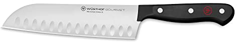 WÜSTHOF Gourmet 7 Hollow Edge Santoku Knife, Black