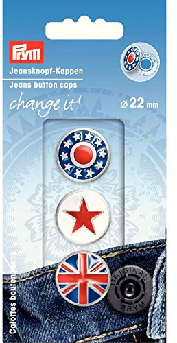 Prym 3 Jeans Button Caps Denim 22mm 622651 for Jeans Button Base 622650