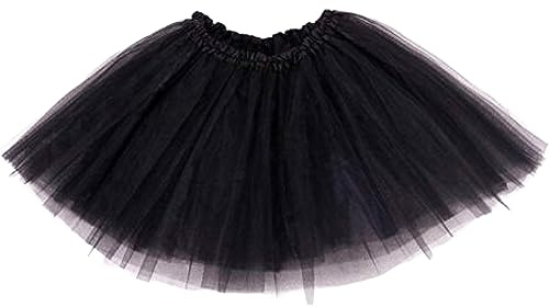 Lizzy Girls Angel Devil Fairy Feather Wings Halo Fancy Dress Costume Outfit Stage Party (Black, Tutu Only)