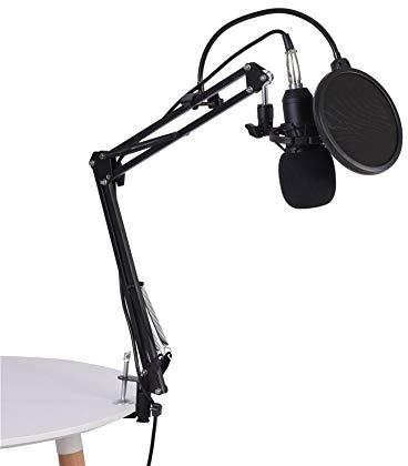 BM-800 Condenser Microphone Set, Professional Studio Condenser Microphone Kit with Condenser Microphone, Stand, Shock Mount, Pop Filter, for Studio Recording & Broadcasting