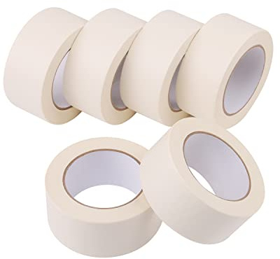 Lichamp Wide Masking Tape 2 inches, 6-Pack White Masking Tape Bulk Multi Pack, General Purpose & High Performance, 1.95 inches x 55 Yards x 6 Rolls (330 Total Yards)