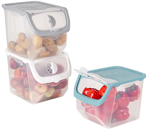 ORION GROUP Behälter Vorratsdose für Gemüse, aufbewahrung kartoffeln, Obst, Zwiebeln, Kartoffeln, kartoffeltopf, zwiebeltopf, küchenorganisation, aufbewahrungsboxen |12 L (Weiß-transparent)