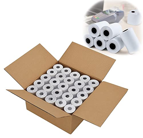 Termisk rullar, termopapper 57 mm x 12 mm extra rullar, reservpappersrullar, lämplig för kassor, POS-kassaskåp och skrivande bordsräknare (vit, 50 rullar/L: 50 m)