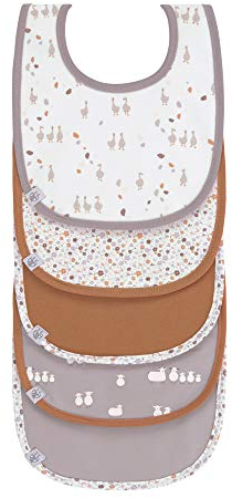 LÄSSIG Baby Kleinkind Lätzchen Set (5 Stk.) Klettverschluss Baumwolle wasserdicht/Value Pack Bib Tiny Farmer Goose