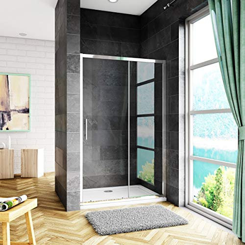 Mato Box Doccia Porta Scorrevole Per Nicchia 150x185cm In Vetro Temperato Trasparente Da 5mm Ingresso Laterale