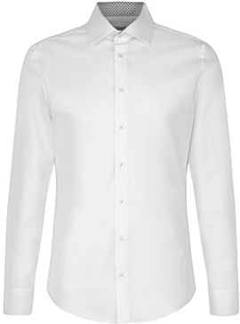 Chemise business Seidensticker pour homme - Coupe slim - Infroissable - Col Kent - Manches longues - Patch - 100 % coton ,Weiß ,41