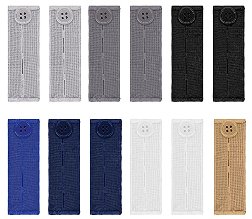ASTER 12 Stück Knopfverlängerung für Hosen Verstellbare Elastische Taillenverlängerung Taillenverlängerungen Jeanshosen Knopf Verlängerungs Hosen verlängerung Elastischer Gürtel Damen Herren