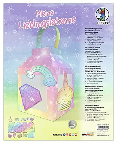 Ursus 18780001 - Laternen-Bastelset Meine Lieblingslaterne Feenstaub, Komplett-Set zum Selber-Basteln einer Laterne, inkl. Anleitung, ideal für Sankt Martin, Lampion-Umzug oder als herbstliche Deko