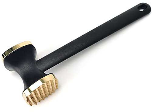 Meat Tenderizer Hammer, Double-Sided Zinc Alloy Meat Tenderizer Food-Grade Meat Pounder Metal Meat Tenderiser with Ergonomic Handle for Home Steak Meat Cooking(Gold)