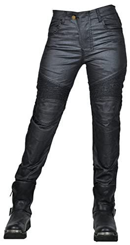 Motorradhose Damen, Motorradhose, Motorrad Leggings Damen mit mit Protektoren Knie und Hüftprotektoren, Stretch Slim fit Denim Motorradhose Cargo Motorradjeans Schutzhose Biker Pants (Schwarz,M)