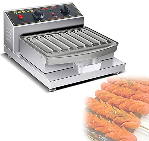 Macchina per Hot Dog Elettrica Commerciale, Griglia per Salsicce di Grande capacità con Tubo 6/18, Macchina per Hot Dog Commerciale Antiaderente per Uso Domestico,Acciaio Inossidabile,8