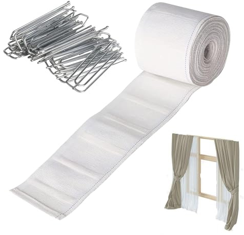 6m×7.8cm Cinta para Cortinas Tela con 15 Ganchos, Cinta Adhesiva para Pliegues, Cortinas de Pizca de pisado, Accesorios para Hacer drapeas para la Sala de Estar en casa Mejora