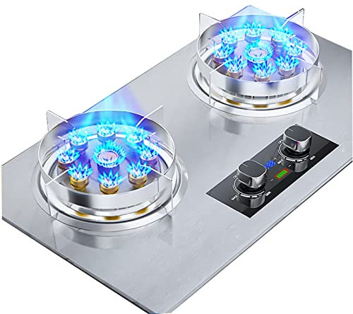 Cuisinière À Gaz Encastrée En Acier Inoxydable De 75 Cm, 2 Feux, Minuterie De 90 Minutes (indépendante Des Deux Côtés), Protection Contre Les Extinctions Accidentelles(NG)