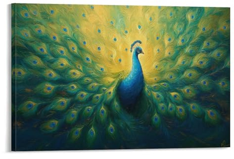 HLXZMCVBT Peacock Impresión Contemporánea Pintura，Modernos Cuadros Abstractos， Mural Impermeable, Pared Art Para Dormitorio, Sala Regalo De Cumpleaños 16x24inch(40x60cm)