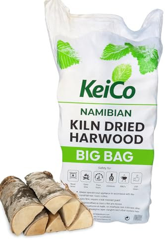 KeiCo 20kg Namibian Kiln-Dried Hardwood Firewood Logs – Premium Dense African Braai Wood for Fire Pits, Log Burners, Wood Stoves & Pizza Ovens – Long Burn, Low Smoke, High Heat Output