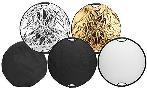 aqxreight Round 5 in Pannello Riflettore Pieghevole con Doppie Maniglie per la Foto di Fotografia Esterna Interna Superfici di Luce Morbida Bianca Nera 80 Cm (80 cm)