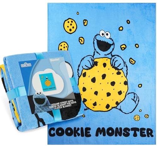 Get Trend Sesame Street Cookie Monster Manta Infantil para Cama Sofá Viaje, Decoracion Dormitorio, Mantas Suaves, Regalos Originales, 130x150cm (Multi Cookie Monster)