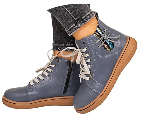 Generisch Zipper, stivaletti da cowboy, da donna, invernali, alla caviglia, per il tempo libero, per l'autunno, l'inverno, Dirndl, O blu., 37 EU