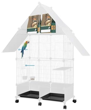 Jaula grande para pájaros, 74 x 37 x 126 cm, 74 x 37 x 163 cm, comedero y agua, jaula grande para pájaros con ruedas, puede empresas pequeñas y medianas (74 x 37 x 126 cm), color blanco