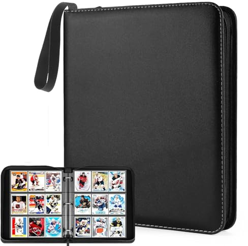 BOSONER Trading Card Binder 9 Pocket: 900 Pockets Collectible Trading Card Album - Sports Card Book Card Folder Card Holder with Zipper for Collectible Games Sports TCG (Black)