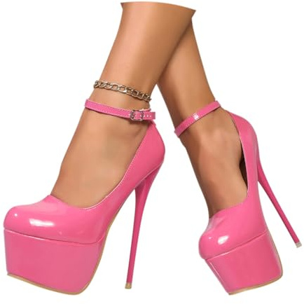 Minetom Escarpins Femme Talons Hauts Aiguille Élégant Pumps Plateforme Fête Soirée Mariage Chaussures A Rose 47 EU