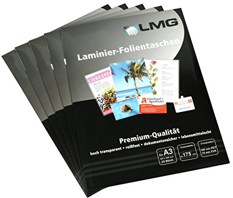 LMG LMGA3-175-25 lamineringsfolie A3, 303 x 426 mm, 2 x 175 mic, 25 stycken